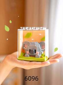 1 Bloc de construction d'animal mignon avec boîte d'affichage, cadeau d'anniversaire, série de blocs de construction d'animaux DIY, décoration de bureau, soulagement de la pression, soulagement du stress, décoration de collection de maison, poupée d'assemblage, ornement de bureau, ornements de bureau.
