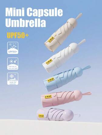 加厚加固五折伞，防风防雨超轻迷你胶囊口袋伞