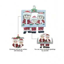 1 Pc Christmas Ornaments, Personalized Christmas Tree Decorations Happy Family Of 4 Photo Frame Christmas Ornaments, Christmas DIY Name Hanging Pendant Cute Xmas Tree Decor Gifts, Christmas - Multicolor - View 4