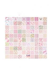100 Stücke Fächer Form Blumen Garten Handtuch Aufkleber Material, dieses Vintage Notizpapier Material ist nicht selbstklebend