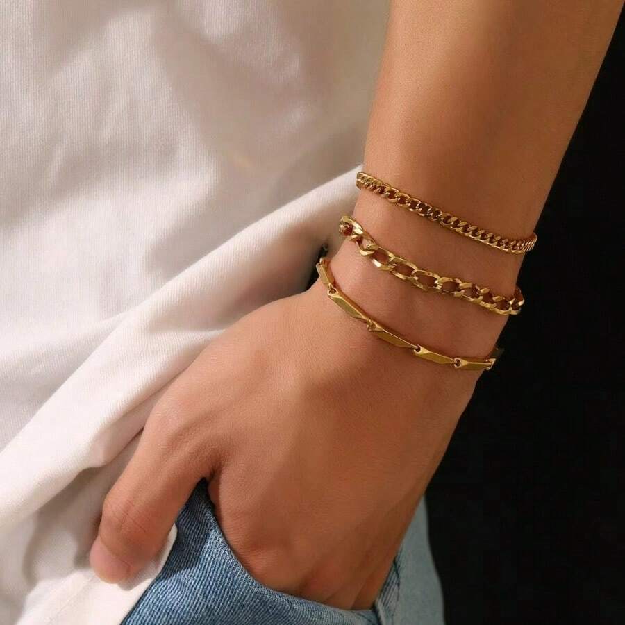 Bộ 3 Vòng tay nút tre bằng thép không gỉ, thích hợp cho trang phục hàng ngày của nam giới - Nút tre - Xem 1