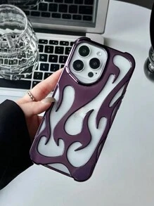 Fashionable New Electroplated Hollow Breathable Flame Pattern Full-Coverage Anti-Fall Phone Case Protective Cover For IPhone 16, 17/17 Pro/17 Pro Max Series, Series
