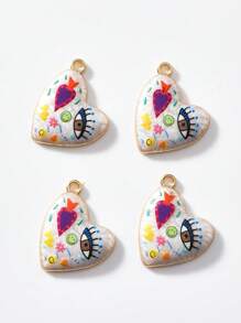 2/15 peças aleatórias multicoloridas góticas coração e mau-olhado charme, adequado para colar faça você mesmo, pulseira, brincos, chaveiro, corrente de telefone, casal presente jóias fazendo