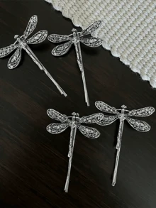 Premium Nature-Inspired Dragonfly Design Hair Clip, Side Bangs & Strands Hairpin - Multicolor - View 8
