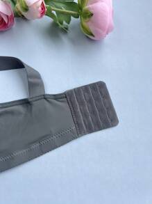 Ciemnoszary wygodny biustonosz damski z fiszbinami i podtrzymaniem, oddychający