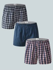 3pcs Random Color Men's Printed Casual Boxer Briefs, Comfortable Sleepwear - Multicolor - View 3