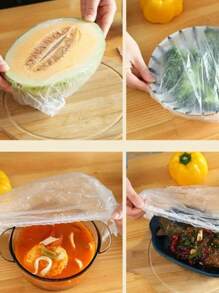 500/100/50 Stück Lebensmittel-Frischhaltefolie, praktische Frischhalteabdeckung, Obst-Abdeckfolie, dehnbare Frischhaltetüte, Mehrzweck-Kühlschrankschutz gegen Staub und Bakterien, Küchen-Kleinwerkzeuge, Schrank-Zubehör, Muttertag, Geschenk für meine Mutter