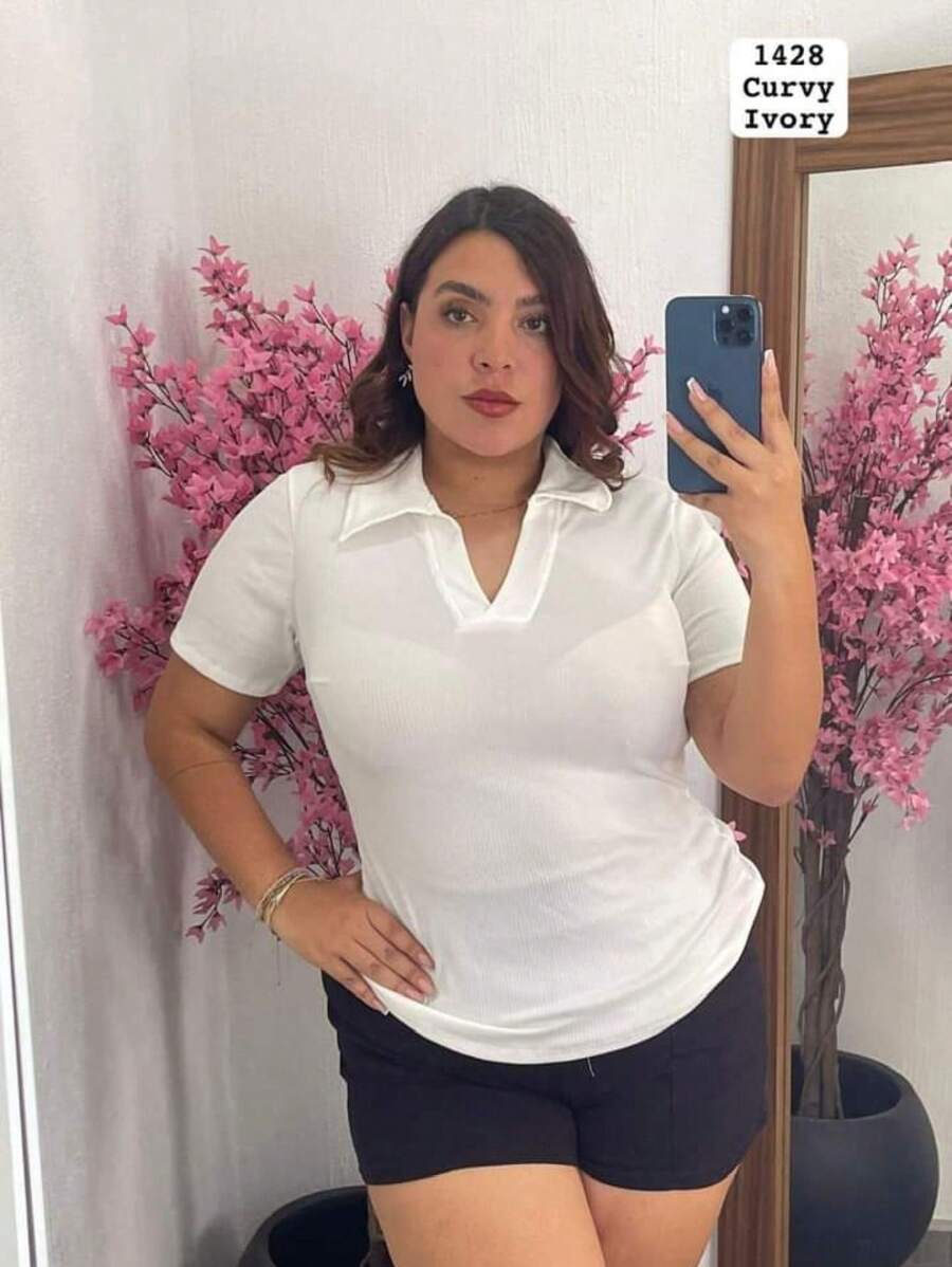 Plus Size Blouses - White - View 1