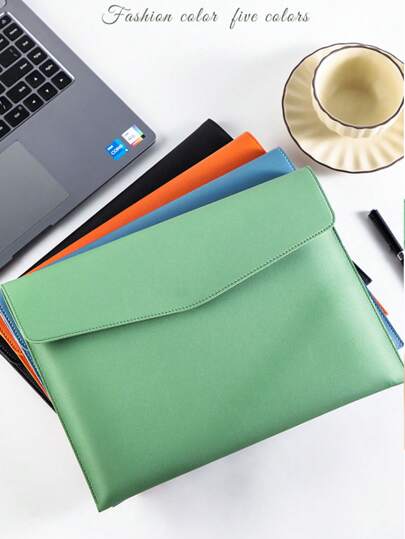 Pasta de documentos minimalista A4 de couro, organizador de arquivos de escritório para documentos A4 e outros itens, pasta de documentos portátil para negócios, volta às aulas, material escolar