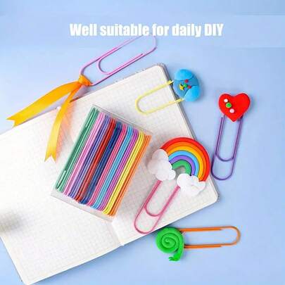 5pcs/10pcs 4-Inch Colored Coated Large Paper Clips - Ideal For Office And Home File Organization Back To School,Back To School,School Supplies