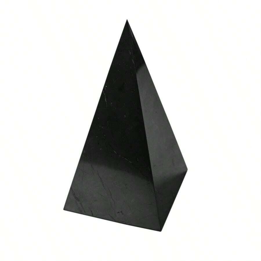 Shungite Large Pyramid | Polished Shungite Stone For Protection | Large Black Decor Pyramid 4 Inches (10 Cm) | Blocker For Home Office | Crystal Healing Pyramid For Meditation PP08 - Cao - Xem 1