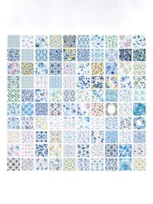 100 Stücke Fächer Form Blumen Garten Handtuch Aufkleber Material, dieses Vintage Notizpapier Material ist nicht selbstklebend