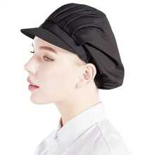1 男女通用厨师帽 纯色布帽 花园花布帽 厨房厨师帽 松紧可调节 男女通用餐饮服务工作帽 防油 餐厅厨房帽 家用厨房帽 全年可用