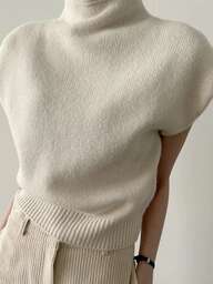 EAVA 여성 겨울 프랑스풍 우아한 하이넥 스웨터 탑 레트로 올드 머니 스타일 루즈핏 캐주얼 다용도 민소매 니트 스웨터 탑, 새해 의상, 새해, 크리스마스, 크리스마스 스웨터, 크리스마스 점퍼, 새해 옷