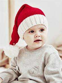 1pc Cute Christmas Santa Hat, Kids Warm Knitted Beanie For Autumn/Winter - Wool Cap - View 7
