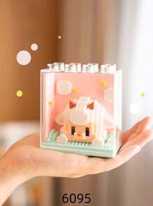 1 Bloc de construction d'animal mignon avec boîte d'affichage, cadeau d'anniversaire, série de blocs de construction d'animaux DIY, décoration de bureau, soulagement de la pression, soulagement du stress, décoration de collection de maison, poupée d'assemblage, ornement de bureau, ornements de bureau.