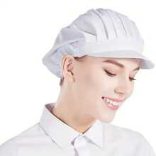 1 男女通用厨师帽 纯色布帽 花园花布帽 厨房厨师帽 松紧可调节 男女通用餐饮服务工作帽 防油 餐厅厨房帽 家用厨房帽 全年可用