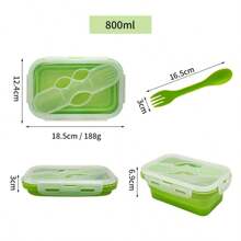 Collapsible Food Storage Containers With Lids, 800ml Silicone Bento Lunch Box, Tupperware Sets For Kitchen Office Christmas Gift - Multicolor - View 10