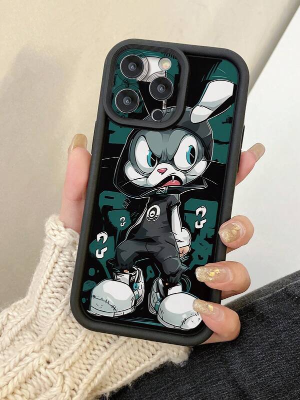 1pc Rabbit Design Protective Phone Case With Precise Cutouts For Camera, Compatible With Apple 11 Pro Max/12 Pro Max/13 Pro Max/14 Pro Max/15 Pro Max/16 Plus/16 Pro Max, Redmi, OPPO/Realme, VIVO, Infinix, Honor, MOTO, One Plus Waterproof Shockproof Anti-Fall Scratch Resistant