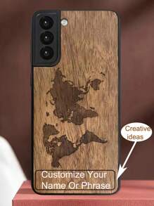 定制签名或个性化短语木质雕刻手机壳与苹果兼容，是送给男朋友、丈夫、情侣、节日的完美礼物 - 玫紅色 - 查看 1