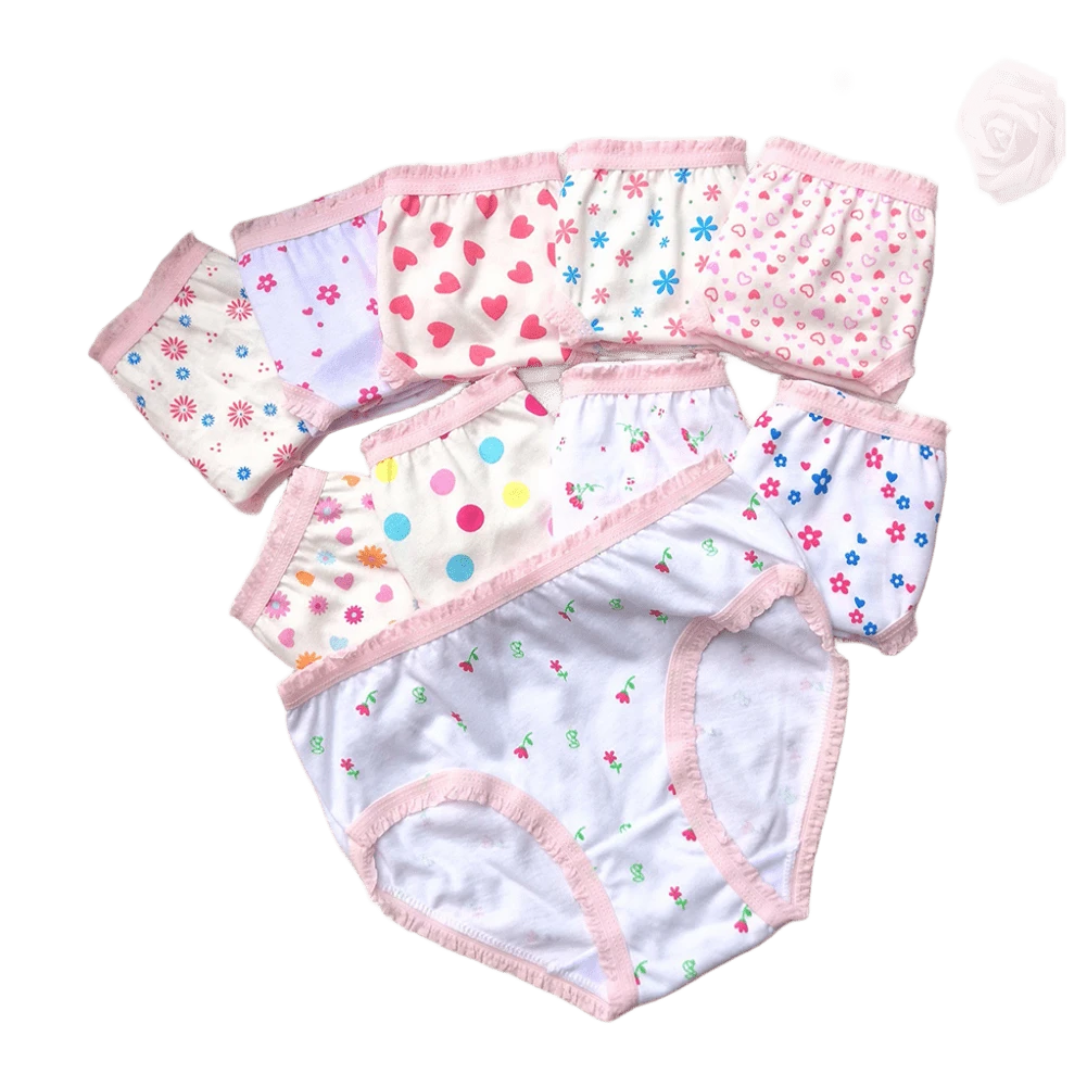Kit 12 Children's Cotton Girl's Thong Panties