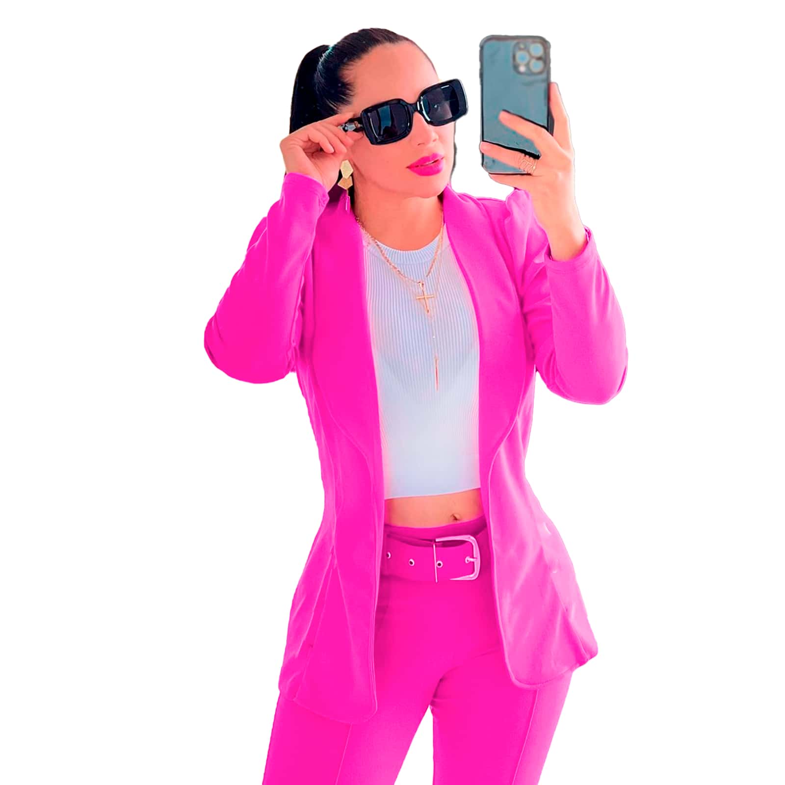 Women Two-Piece Outfits - Hot Pink - View 1