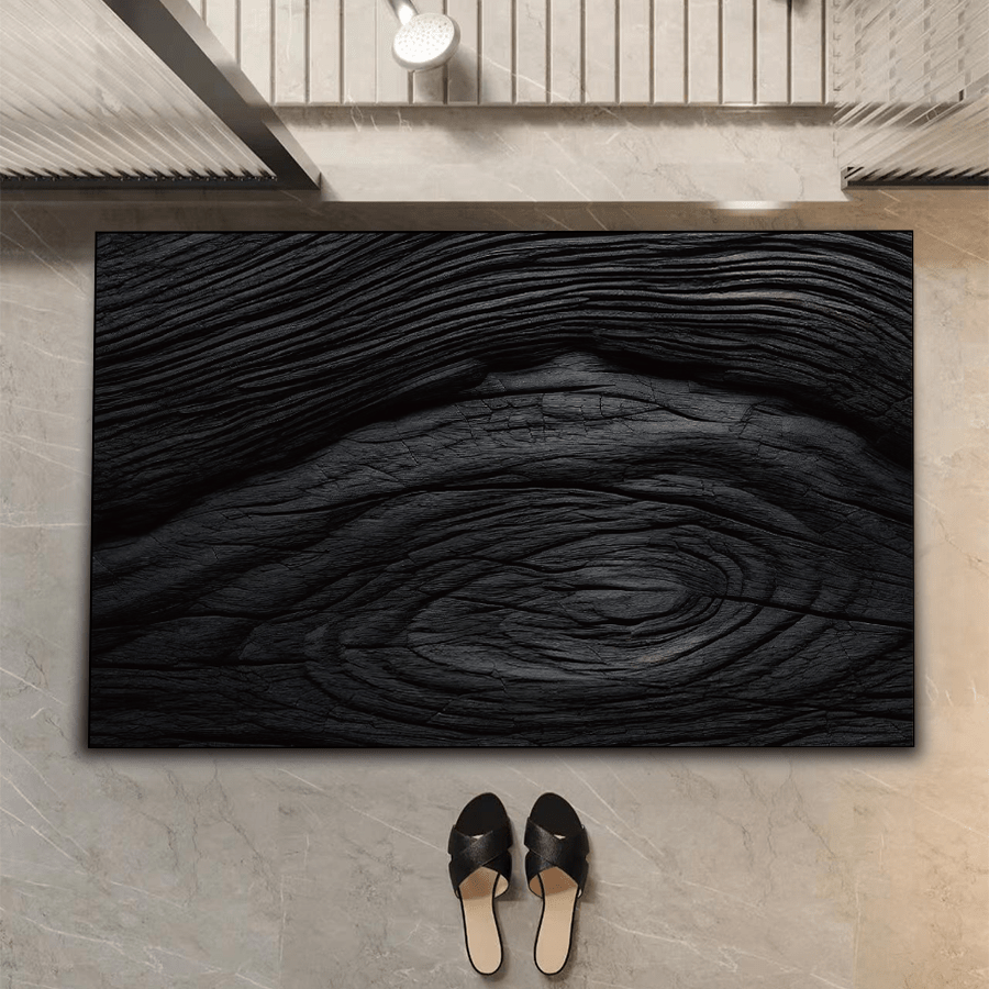 1pc 3.5mm Thick Silica Gel Bathroom Mat, Vintage Black Wood Pattern, Absorbent, Anti-Slip, Soft & Comfortable, Suitable For Kitchen, Bathroom, Laundry Room