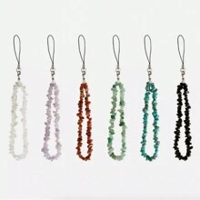 1 件腕带手机挂饰，带天然水晶石（绿松石、紫水晶、黑玛瑙、红玉髓）适合送给母亲、家人、朋友、生日、节日的礼物 - 彩色 - 查看 2