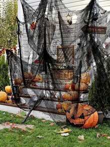 2pcs Halloween Spider Web Tear-Proof Horror Realistic Hanging Spider Webs In Black And White For Halloween Haunted House Decoration 72.05 Inch - Multicolor - View 2