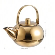 1pc Stainless Steel Tea Pot With Infuser Water Bottle Stovetop Tea Kettle With Removable Infuser For Loose Leaf Tea Golden Camping Kettle - Gold - View 2