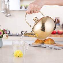 1pc Stainless Steel Tea Pot With Infuser Water Bottle Stovetop Tea Kettle With Removable Infuser For Loose Leaf Tea Golden Camping Kettle - Gold - View 9