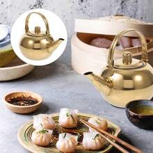 1pc Stainless Steel Tea Pot With Infuser Water Bottle Stovetop Tea Kettle With Removable Infuser For Loose Leaf Tea Golden Camping Kettle - Gold - View 8