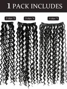 Clip In Hair Extensions Natural Black Brown Color 18 Inch 7 PCS Set Long Curly Hair Extension Synthetic Hairpieces For Women Girls Daily Use - Natural Black - View 7