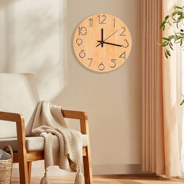 1 Peça Relógio de Parede de Madeira Oca de 30cm, Design Silencioso para Sala de Estar, Quarto, Decoração Doméstica, Cozinha, Escritório, Decoração de Natal, Ano Novo, Dia dos Namorados, Decoração Doméstica, Decoração de Quarto