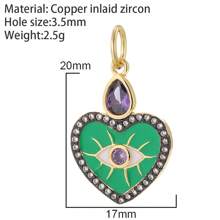 1pc Flower, Evil Eye, Tail, Sun & Moon Motif DIY Pendant, Bohemian Style Golden Heart Shape Charm For Women, Halloween Jewelry Decoration Valentines