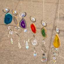 1pc Indoor Window Hanging Sun Catcher, Crystal Light Catcher With Prism & Agate Slice For Home, Garden, Wedding Decor - Multicolor - View 3