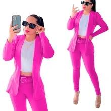 Women Two-Piece Outfits - Hot Pink - View 2