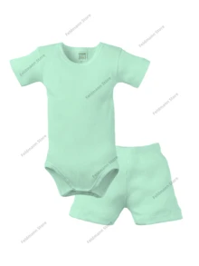Kit 8 Pieces Of Baby Clothes For Boys And Girls 4 Short Sleeve Bodysuit + 4 Shorts/Cheap Summer Ribbed 100% Cotton Assorted - 淺粉色 - 查看 5