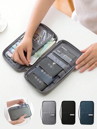 Portable Travel Passport Holder With Multiple Compartments For Cash And Cards, Handheld Passport Document Organizer Bag; Waterproof Travel Document Storage Pouch Travel Stuff Travel Organiser Travel Items Travel Wallet Passport Holder Passport Wallet Beach Vacation Bag Summer Christmas Vacation