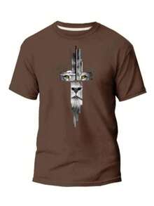 Men's T-Shirt Leão Cruz Unisex Shirt Launch 100% Cotton - 鏽棕色 - 查看 1