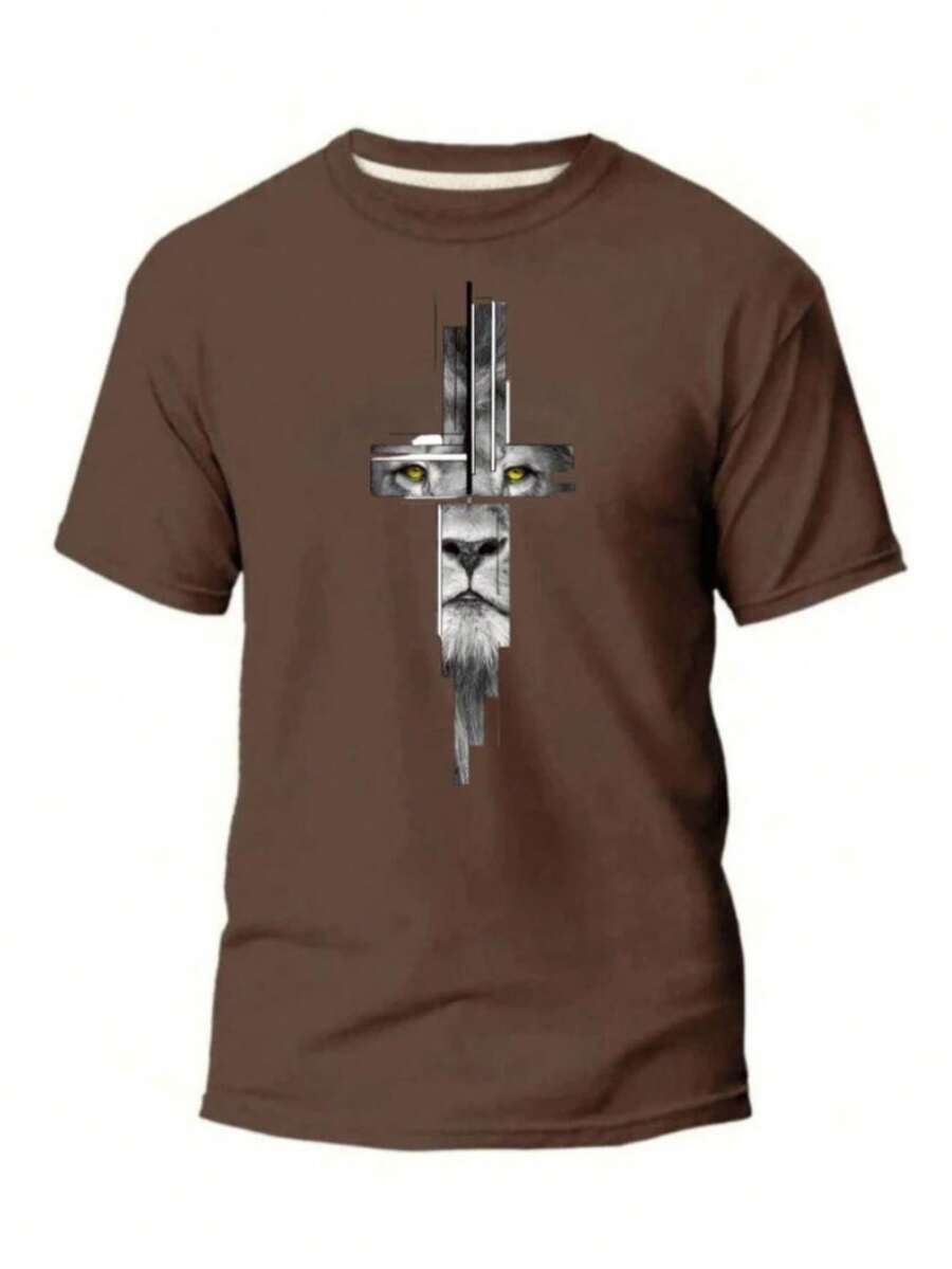Men's T-Shirt Leão Cruz Unisex Shirt Launch 100% Cotton - 鏽棕色 - 查看 1