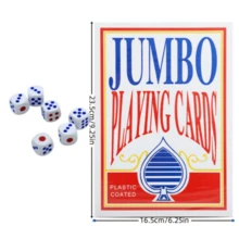 Cartas de juego gigantes de tamaño jumbo con 6 dados, baraja de póquer de tamaño exagerado para decoración de fiesta temática, mazo de juego de póquer enorme, idea de regalo creativa e interactiva - Rojo y blanco - Ver 11