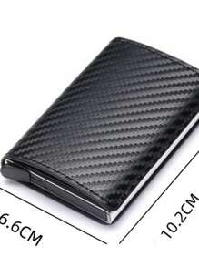 4KIT Carteiras Fibra De Carbono Porta-Cartões Masculina Marca Preta Mágica Tripla De Couro Promoção - Preto - Visão 6