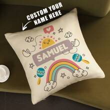 1 Peça de Fronha Personalizada de Linho para Decoração Doméstica, Dia dos Namorados, Natal, Ação de Graças, Padrão de Ano Novo, Foto de Bebê/Casal/Família, Presente Memorial de Casal de Casamento, Impressão Unilateral, Sem Enchimento.