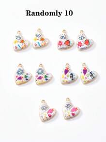 2/15 peças aleatórias multicoloridas góticas coração e mau-olhado charme, adequado para colar faça você mesmo, pulseira, brincos, chaveiro, corrente de telefone, casal presente jóias fazendo