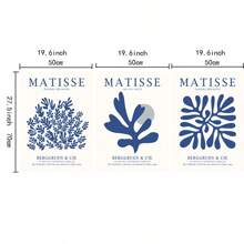 Set Of 3 Blue Matisse Print Canvas Paintings Boho Matisse Exhibition Museum Poster Retro Blue Wall Art Idear For Bar Bedroom Living Room Home Decor Unframed - Multicolor - View 9