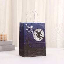 6/12 Pcs Halloween Treat Bags With Handles Kraft Paper Halloween Bags Trick Or Treat Gift Packing Bag Party Bulk Supplies - Multicolor - View 9