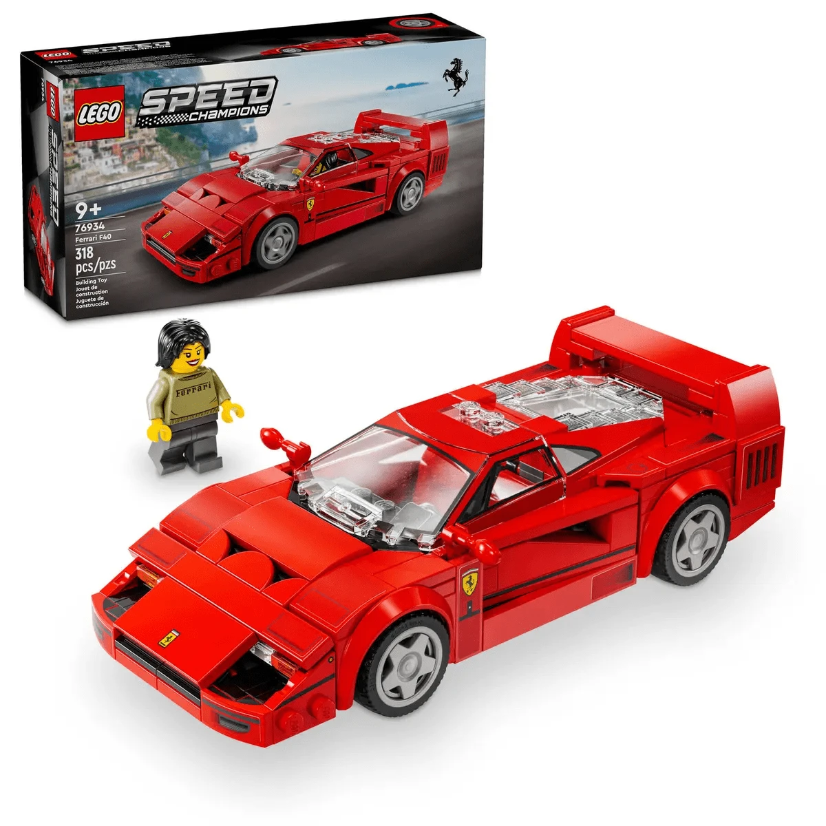 LEGO Coche de juguete Speed Champions 76934 F40 Supercar, modelo, adorno, coche de carreras, transporte, niños, juguete, regalo, regalo de Navidad