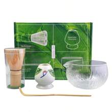 4PCS/Set Japanese Style Glass Matcha Set, Including Glass Tea Bowl, Tea Stand, Spoon, And Tea Whisk, Excellent Gift For Ceremonies And Traditional Japanese Decoration Back To School - B - مشاهدة 16