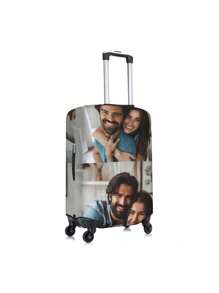 Custom Photo Luggage Cover & Tag, Personalize Pet Photo Logo Suitcase Covers, Customized Luggage Wrap Suitcase Protector, Honeymoon Gifts - Multicolor - View 5
